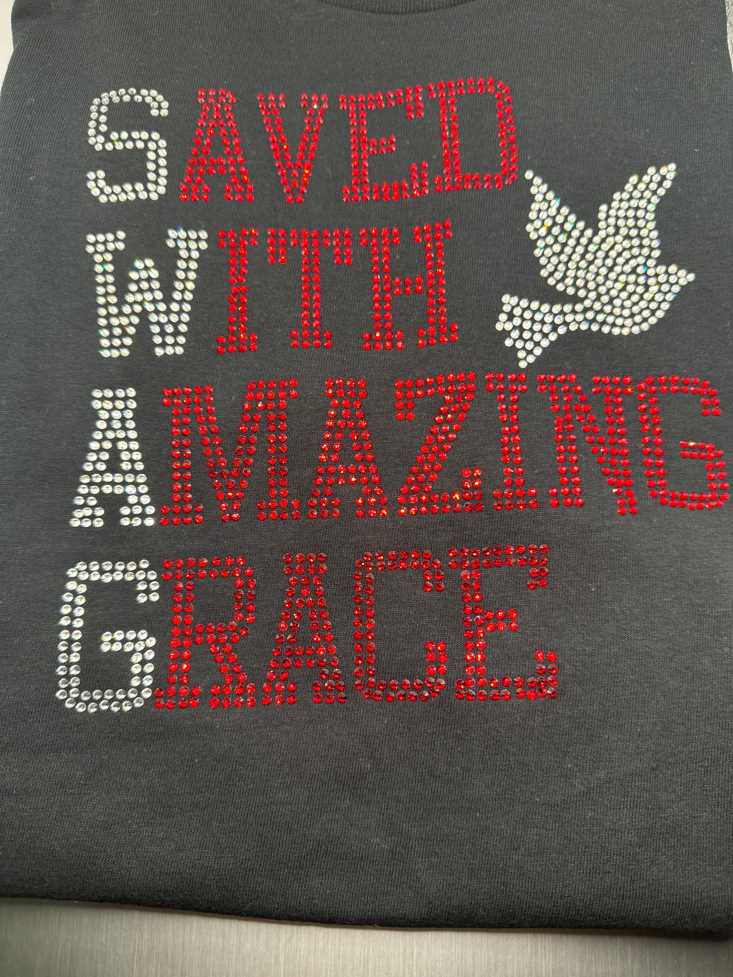 Saved With Amazing Grace Bling T-Shirt