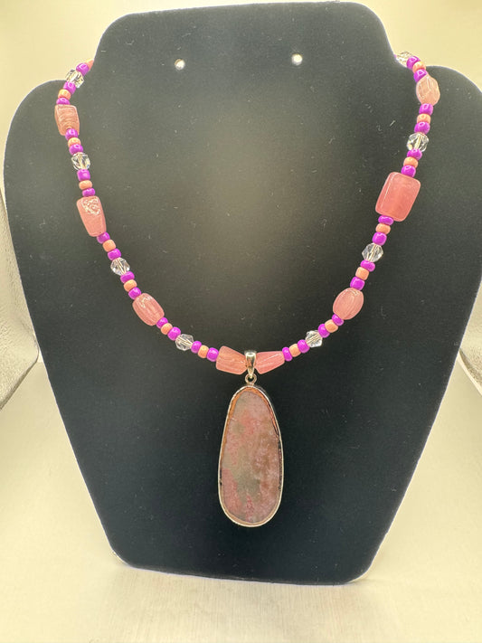 Pink Stone Pendant Necklace