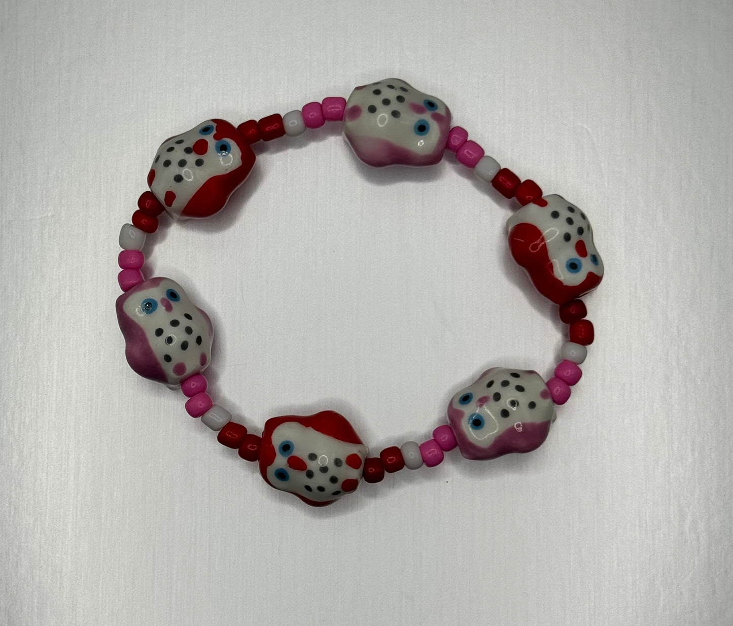 Owl Beads Pink Bracelet