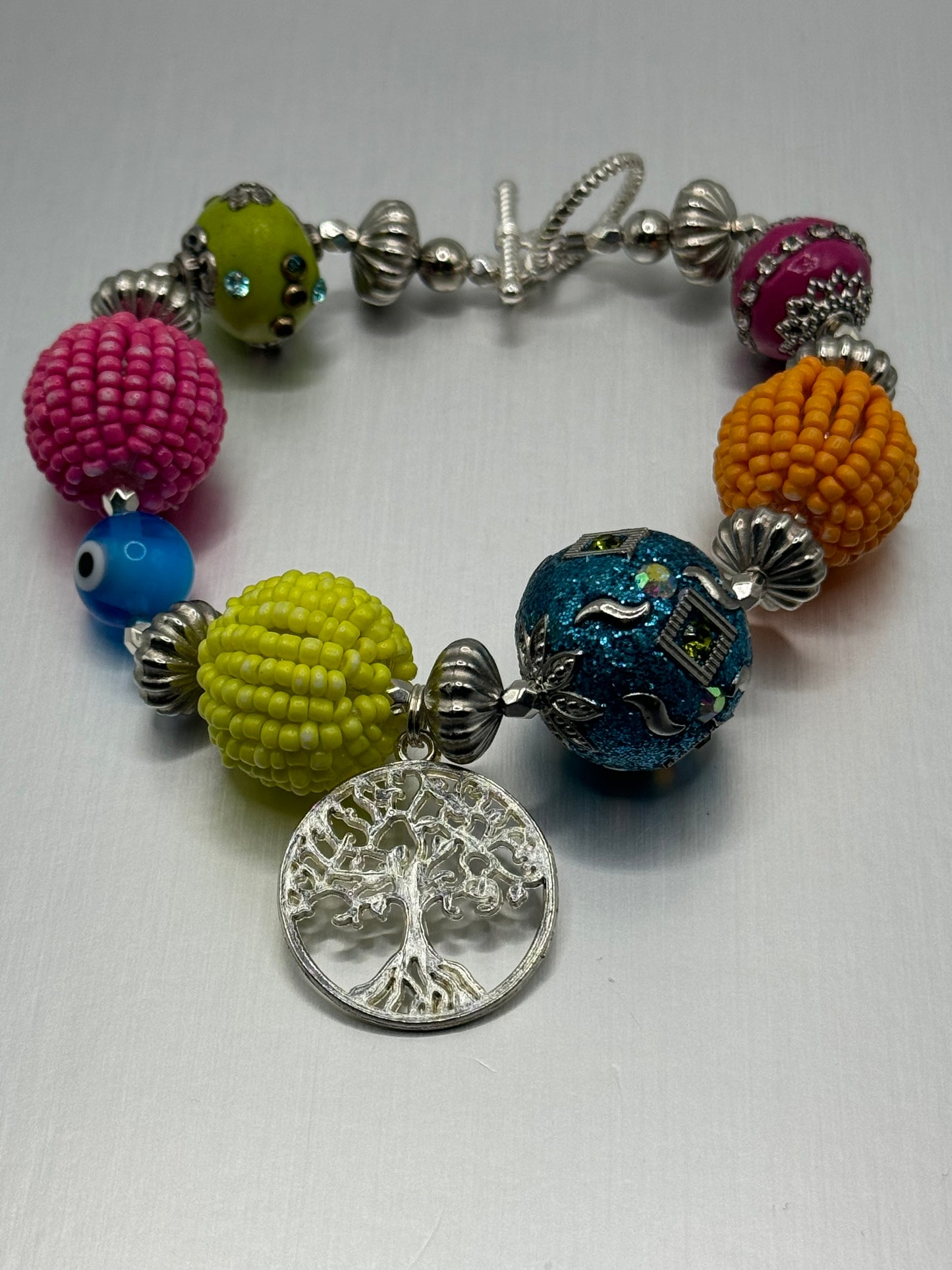 Multi-Colored Tree of Life Pendant Bracelet